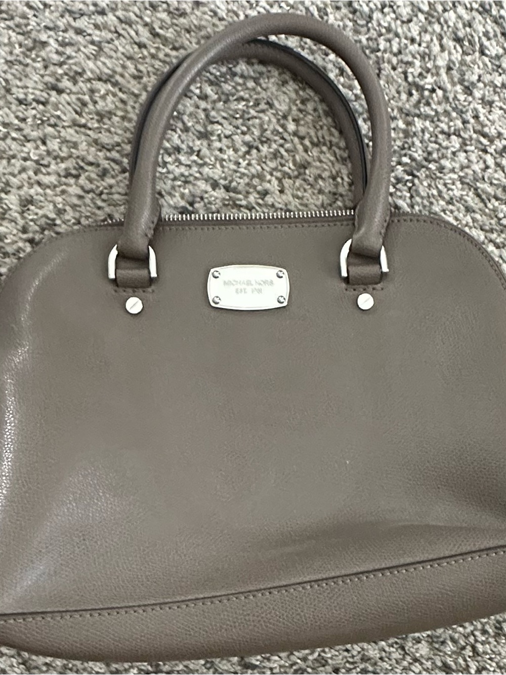Michael Kors Cindy Large Dome Satchel Pebbled Leathered Gray Top Handled Handbag